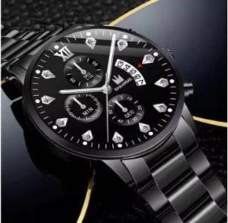 Fashion Mens Watches Black Stainless Steel Luxury Minimalist Quartz Wrist Watch Men Business Casual Calendar Watch for Men Gift A R3252