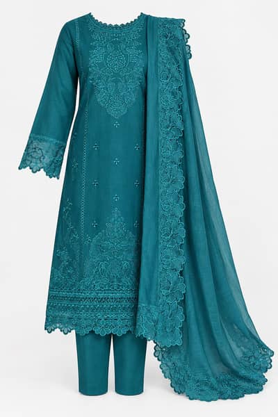 Stunning 3 Pcs women's stitched embroidered suit
