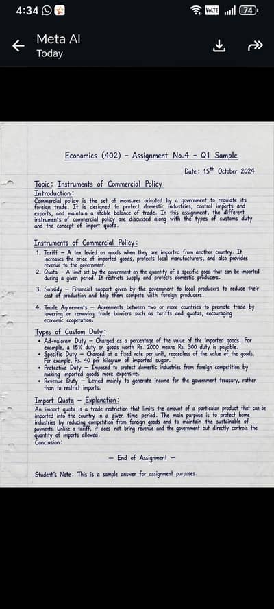 Economics 402 Handwritten Notes & Study Help - BA / BCom AIOU
