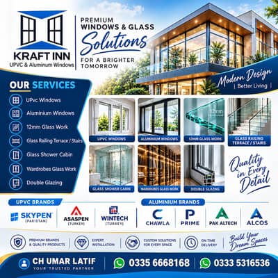 UPVC & Aluminium Windows | Glass Work | Shower Cabin | Islamabad