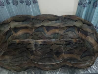Vintage 80s Luxury Velvet Sofa Set Italian Abstract Wave Design