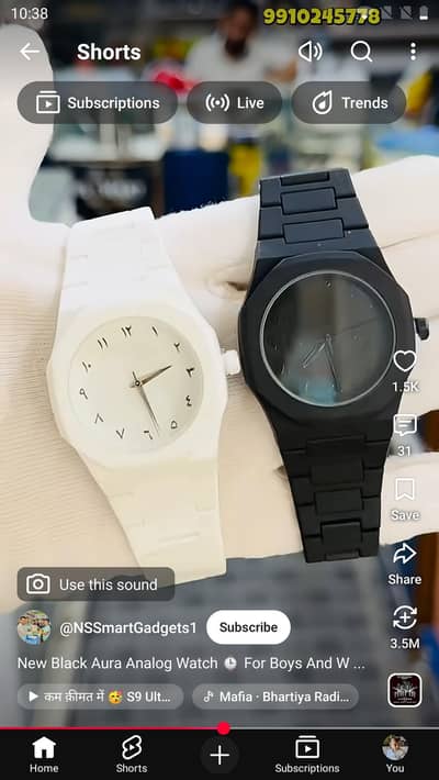 Black and white color fiber watch