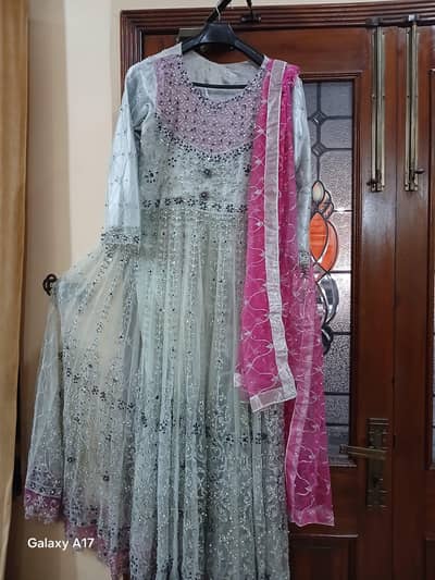 Net work long maxi grey purple color combination wore only one time