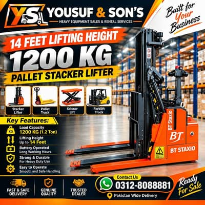 BT Stacker 1200kg Lifter Availbale For Sale Delivery All Pakistan