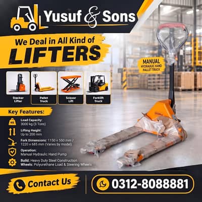 Havy Duty Hand pallet truck, trolleys, lifter available For Sale