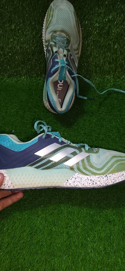 teal and mint Adidas Aerobounce ST 2