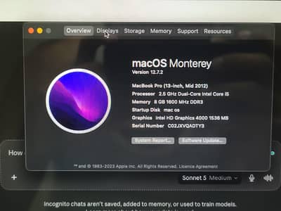 macbookpro mid 2012 i5 3rd gen 8gb 512