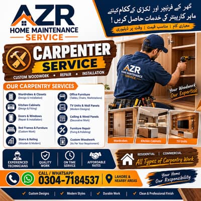 Carpenter Services | Furniture, Wardrobe & Kitchen Cabinet Work