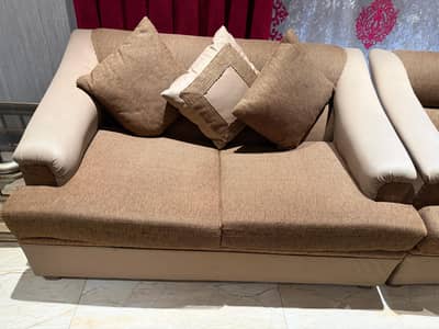 Jute and leather fabric sofa