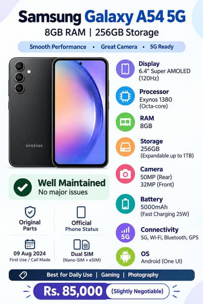 Samsung Galaxy A54 5G | 8GB RAM | 256GB | Dual SIM