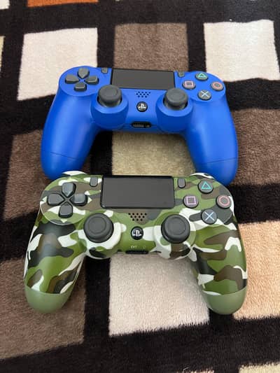PS4 DualShock 4 Copy Controllers (Blue & Army Camo) - Pair