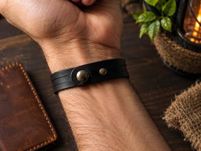man and woman real leather bracelet .