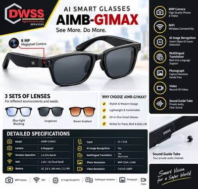 Bluetooth Camera Glasses | High-Tech Smart Audio & Camera Glasses