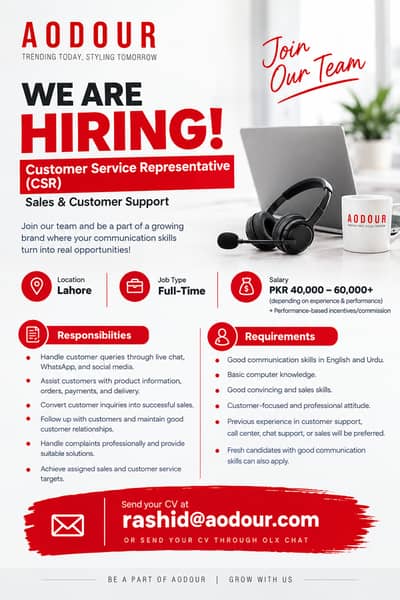 Customer Service Representative (CSR) – Sales & Customer Support