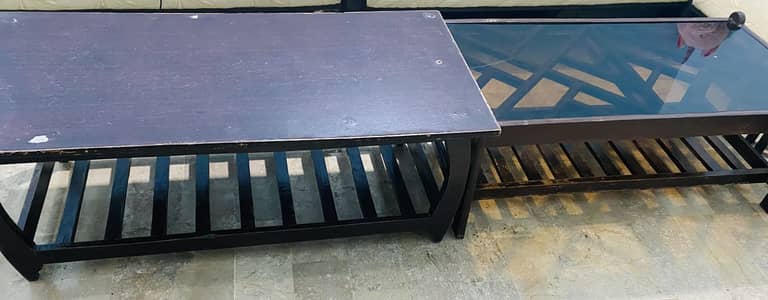 Two Center Table wooden and glass