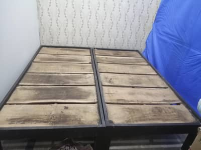 2single bed pure wood.
