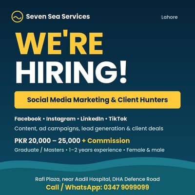 Social Media marketing and Seo experts required