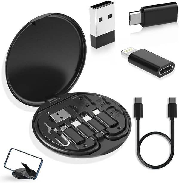 Multi USB Charging Adapter Cable Kit Set All in One- Type C to C, Type-C to USB, Type-C to Lightening, Type-C to Micro Data Cable for iPhone & Samsung, Fast Data Transfer OTG Data Cable Set, Ejector Pin Card and Multi Charging Cable Storage Box