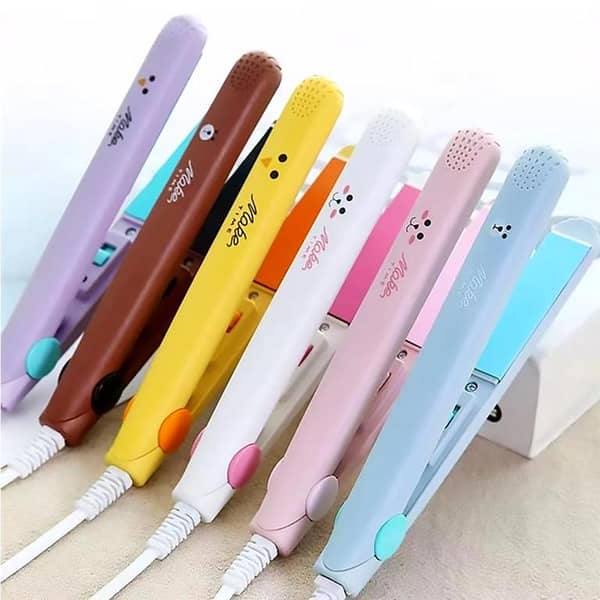 Ceramic Mini Hair Straightener and Curler| Ceramic Tourmaline Portable Hair Straightener Curler| Mini Hair Flat Iron| Electronic Hair Straightener for Girls| Hair Styling Tools 220V
