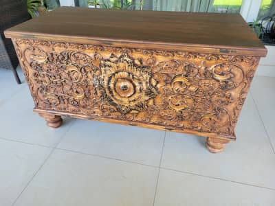 Exquisite Hand-Carved Kashmiri  Console/Storage/Trunk