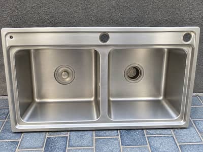 Kitchen double sink stainless steel plus marble