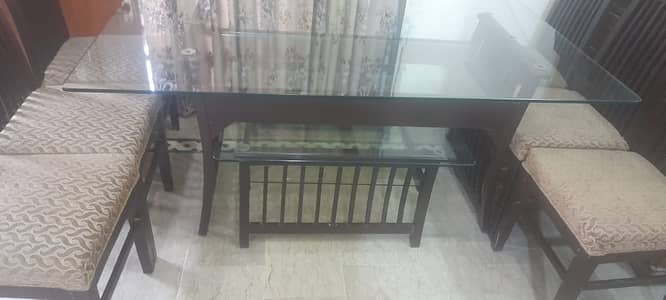 Complete Dining Table Set with 6 Solid Wood Chairs + Table | Glass