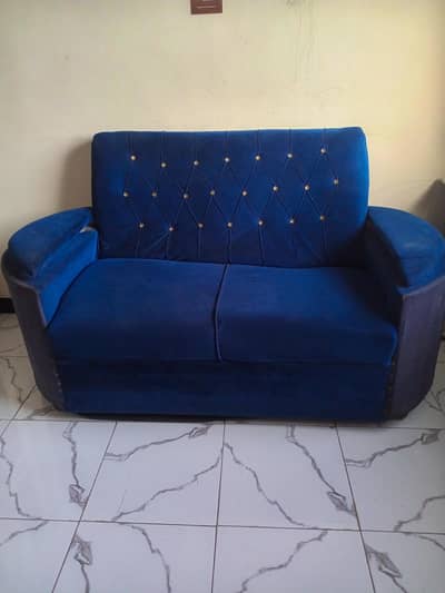 Affordable 2 Seater Royal Blue Sofa in Normal Condition