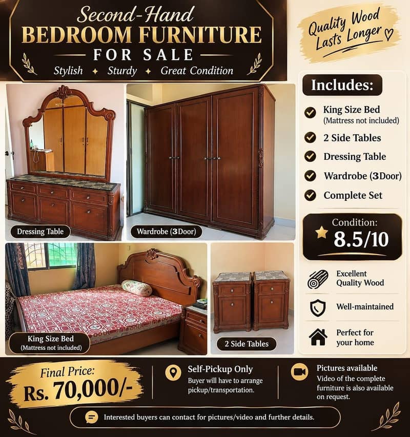 second hand Bedroom set complete 0