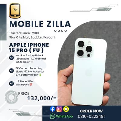 Apple IPhone 15 Pro Factory Unlock, White Color
