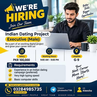Male Project Executive Required JoB || Islamabad Job || G-9