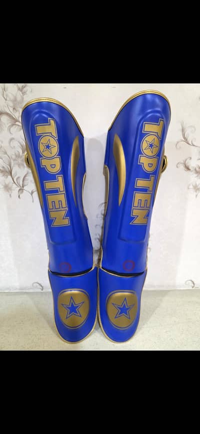 original shin guards blue and red color original cow hide leather