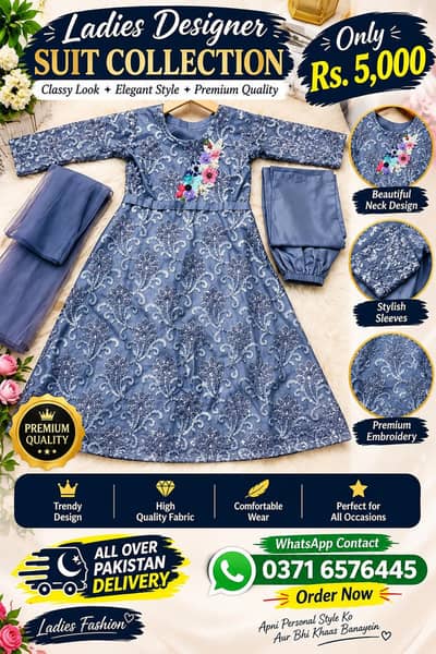 Ladies Designer Embroidered Suit – Elegant & Stylish Collection