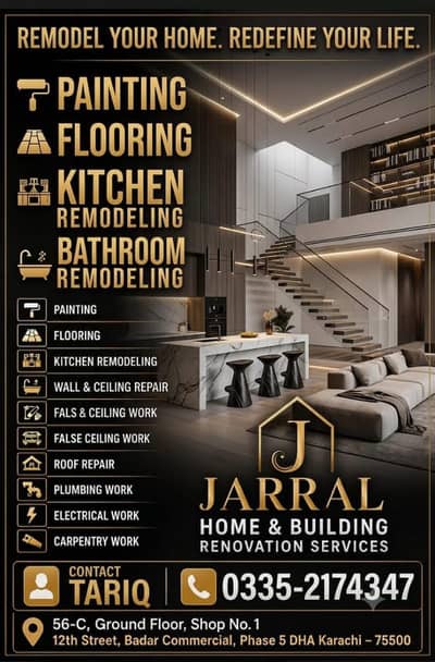 PAINTING , FLOORING, Plumbing , FALS & CEILING, Electrical , Carpenter