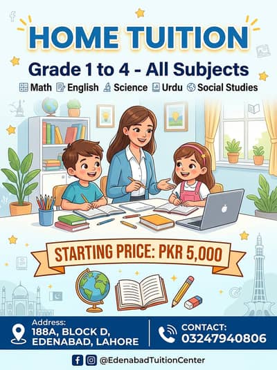 Quality Home Tuition in Edenabad | Grade 1–4 (All Subjects)