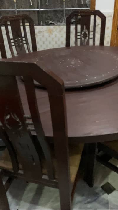 Dining Table set with 6 diyar wood chairs, heavy and excellent quality