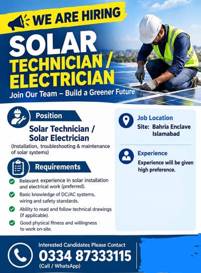 Solar Technician, electrician
