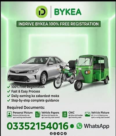 Call / WhatsApp: 03352154016	  InDrive Driver Registration – 10
