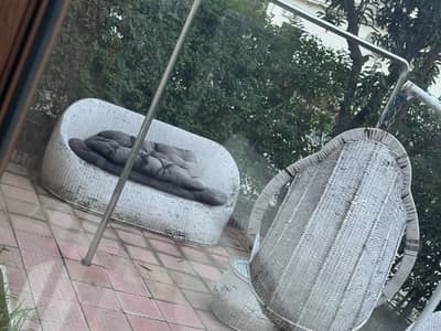 Outdoor complete furniture set with jhoola and cousins
