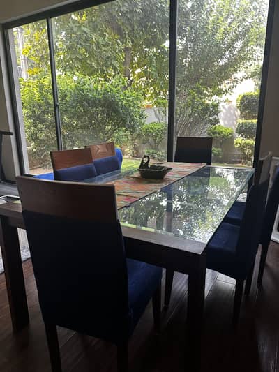 Habitt Florence 6 Seater Dining Table with 6 Chairs + Rocking Chair