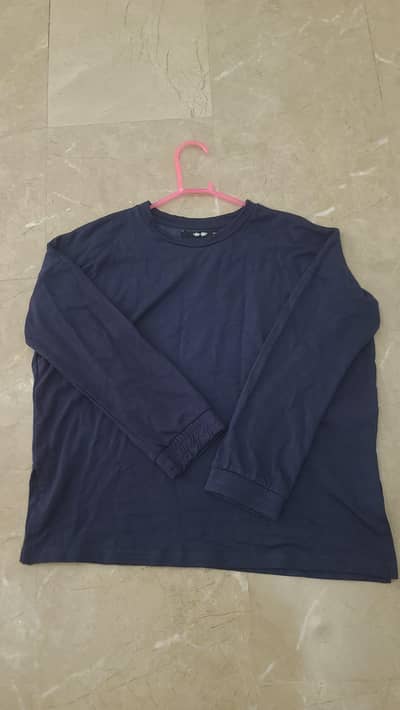 Khaadi Classic Navy Blue Full Sleeves Crew Neck Top