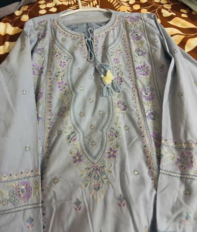 Cotton jacuard 3pc embroidered