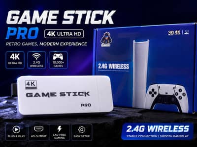 Game Stick Pro 4K – 10,000+ Games – 2.4G Wireless Controllers