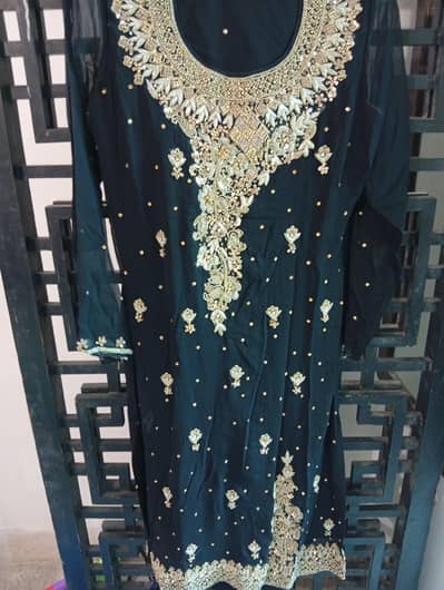 Black chiffon party wear Kameez dupatta