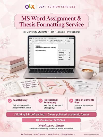MS word assignment ,Thesis Formatting& Research work for university st