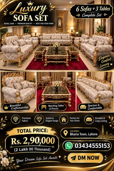 Luxury Sofa Set for Sale  | 6 Sofas + 3 Tables | Rs. 2,90,000