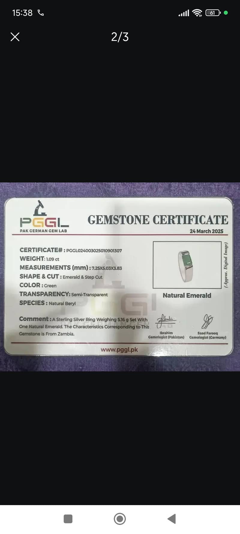 Emerald Ring Premium Best 1