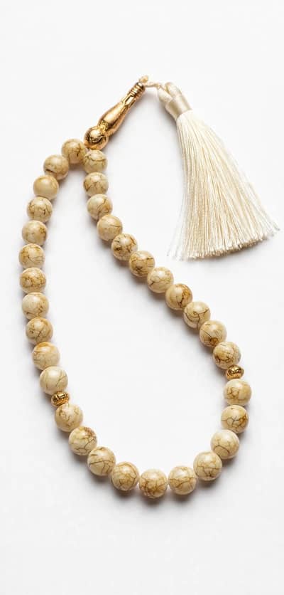 Cream Crackle Marble Tasbih 33 Beads - Premium Quality