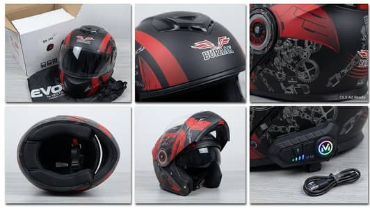 Buraak BK 305 Modular Helmet + Integrated Bluetooth Device