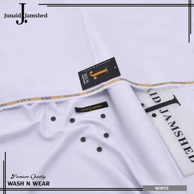Junaid Jamshed Premium White Suit – Unstitched