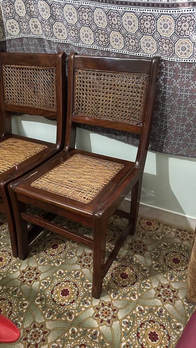 Vintage Wooden Chairs with Cane / Rattan work